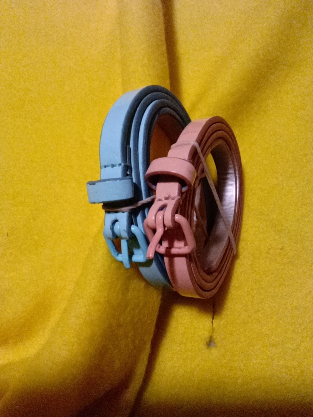 Women's Slim Double Belt - Orange and Teal